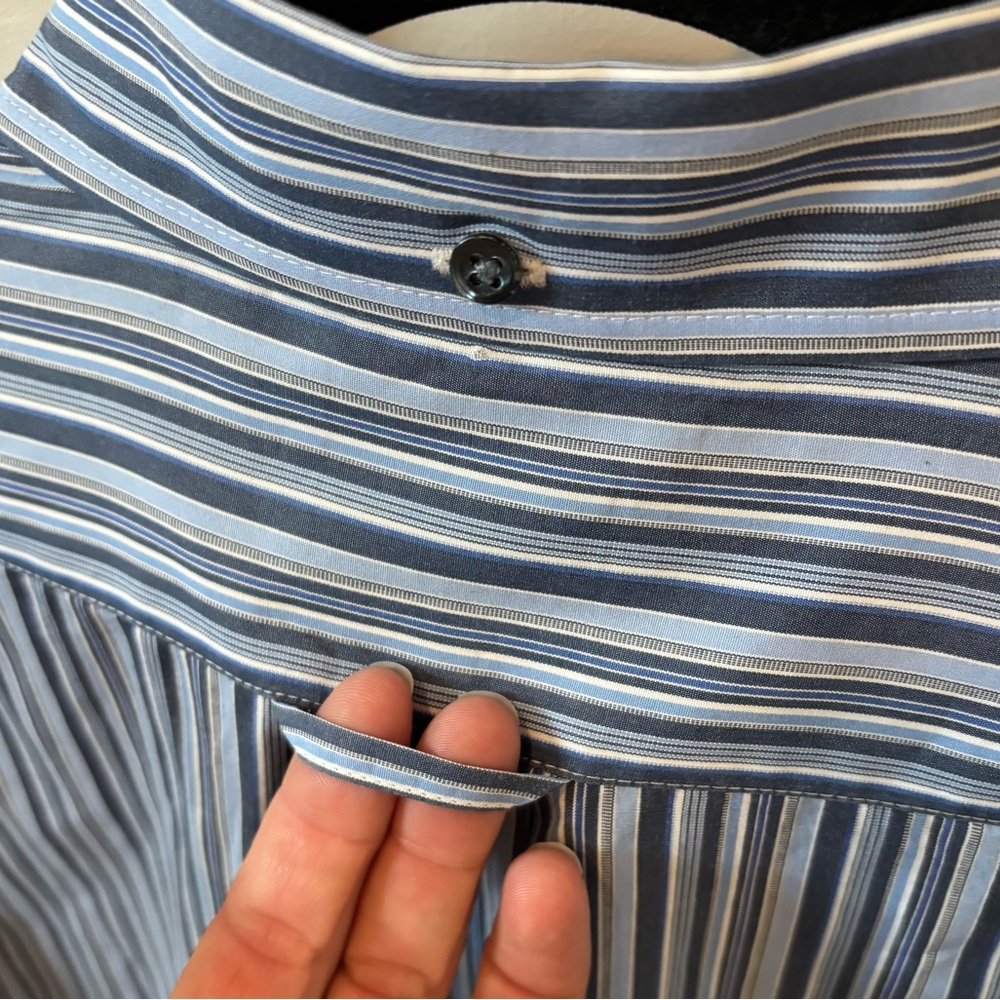 Faconnable Classique Blue Stripped Button Up Dres… - image 7
